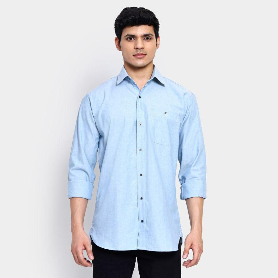 Men's 100% Cotton Casual Shirt , Light Blue, large image number null